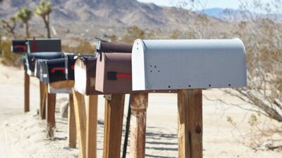 Mailboxes on rural road