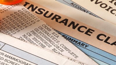 Insurance claim forms with a perscription bottle