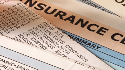Insurance claim forms with a perscription bottle