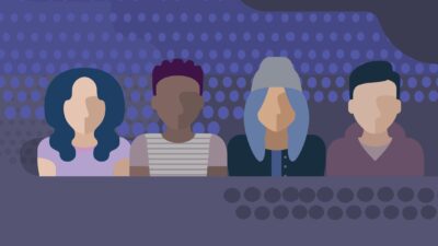 Illustration of young people from substance use disorder infographic.