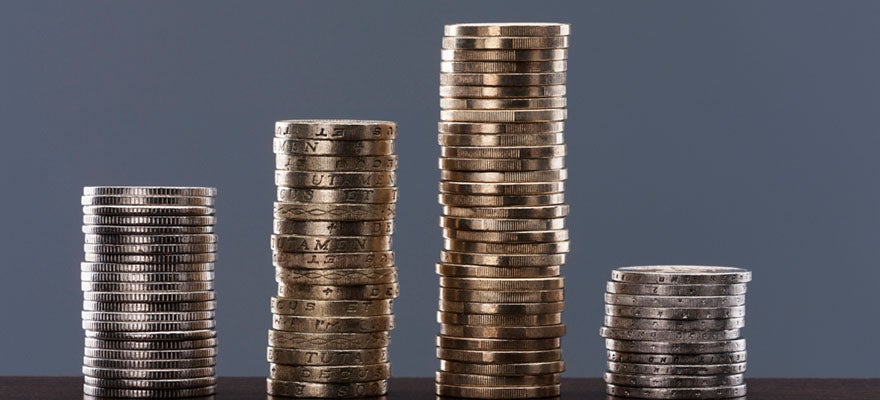Stacks of coins on a table