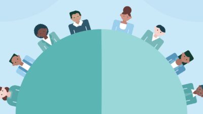 Illustration of people sitting at a circular table