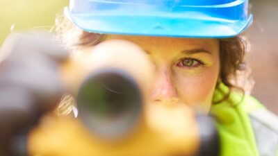 woman surveying landscape close-up