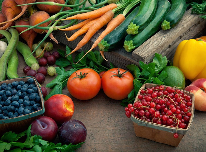 various fruits and vegetables