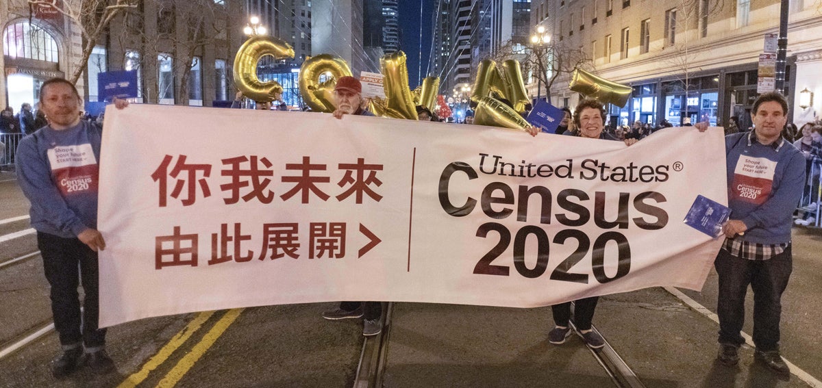 Census 2020 supporters on parade in San Francisco's Chinese new year parade