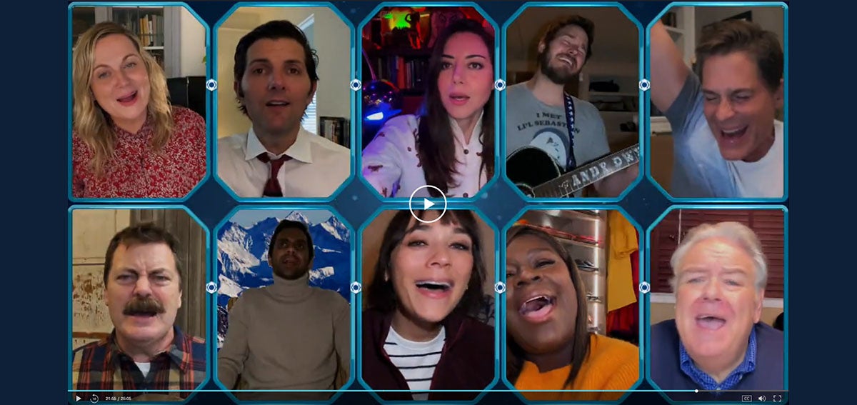 Actors from Parks and Recreation participate in the COVID-19 themeed episode