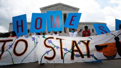 Dreamers and DACA supporters rally outside of the U.S. Supreme Court on Thursday, June 18, 2020