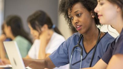 Medical students study together