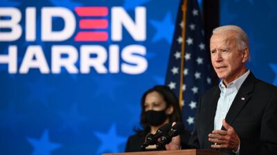 Joe Biden and Kamala Harris in Wilmington, DE, November 5, 2020