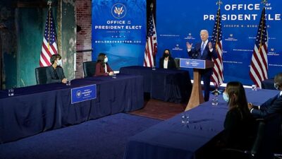 President-elect Joe Biden speaks during an event to introduce nominees and appointees to economic policy posts