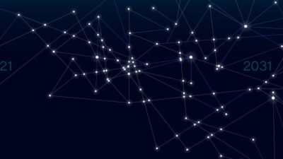 illustration of a network with points of light as connectors