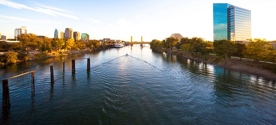 View of downtown Sacramento from the river