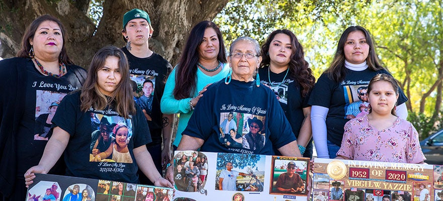 The family of Virgil Yazzie, who died of COVID-19, gather to remember him.