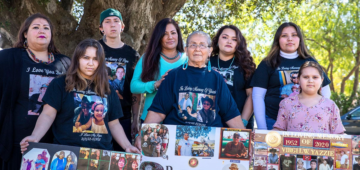 The family of Virgil Yazzie, who died of COVID-19, gather to remember him.