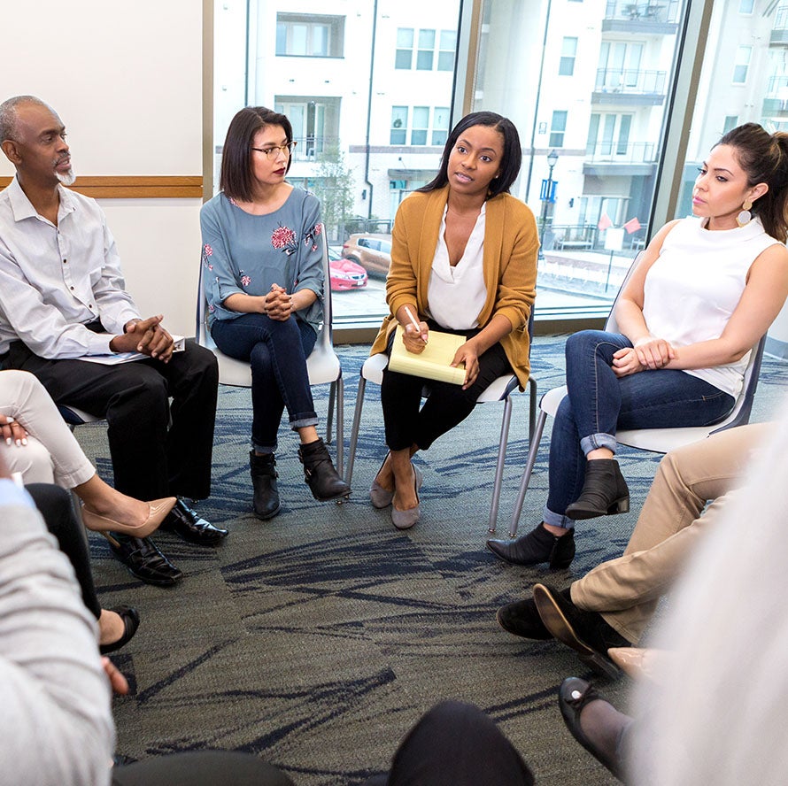 People gathered for a focus group conversation