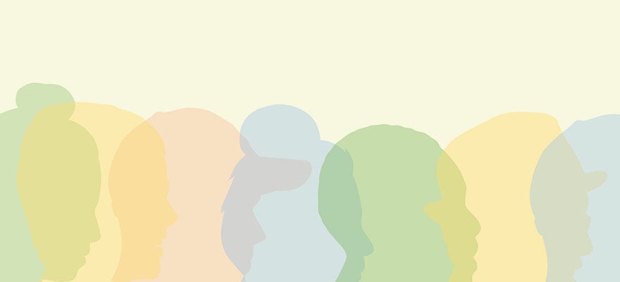 multi-colored profiles of various people