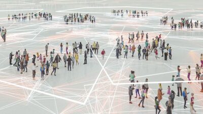 Illustration of digital network connecting people