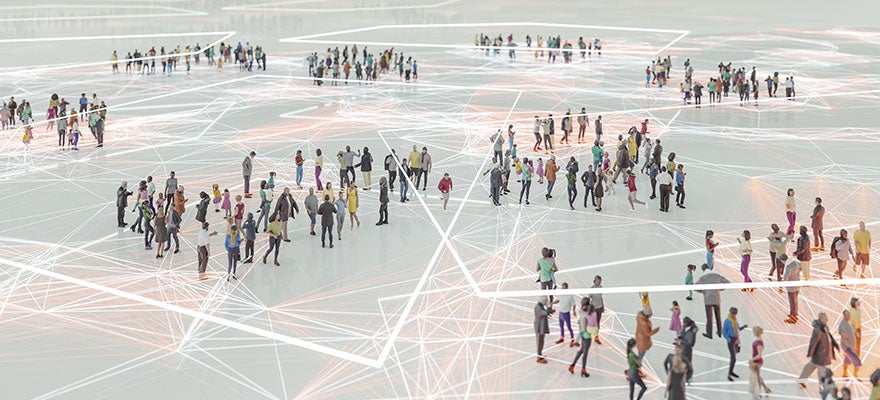 Illustration of digital network connecting people