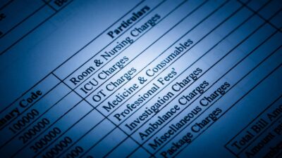 Medical bill with billing codes
