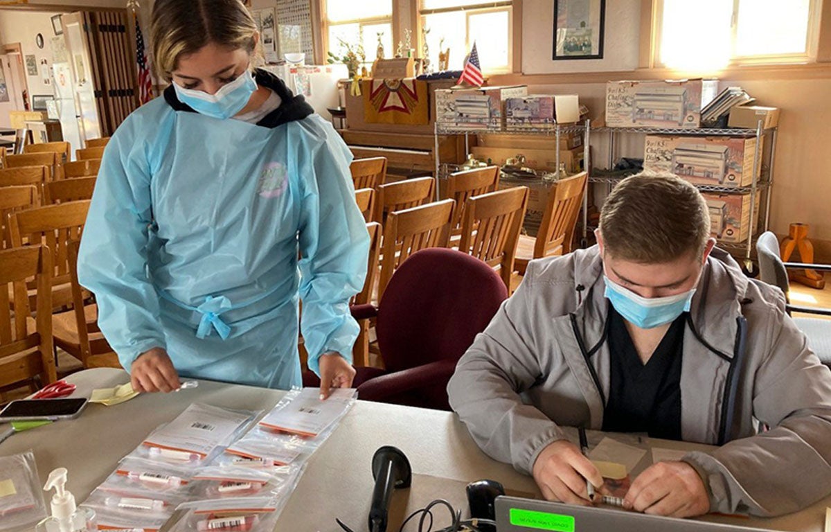 Health care workers at vaccination clinic