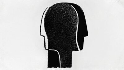 Charcoal illustration of two face profiles overlapping each other