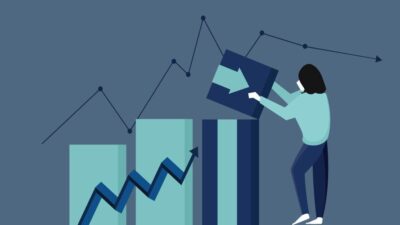 Illustration of person changing the direction of a chart