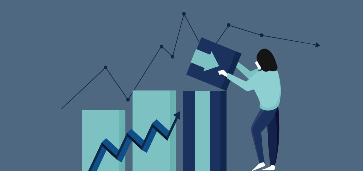 Illustration of person changing the direction of a chart