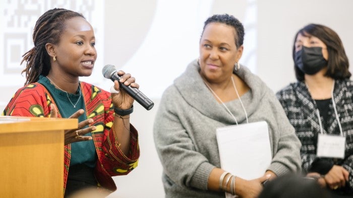 Photo of Stella Safo, Sunita Mutha at CIN partner meeting in March 2023.