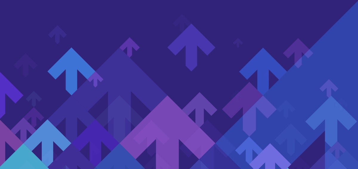 illustration of purple and blue arrows moving in an upward direction