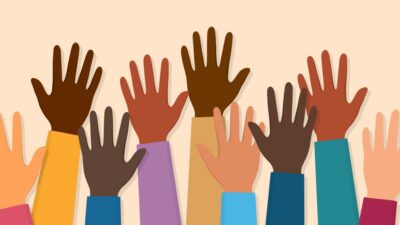 illustration of raised hands