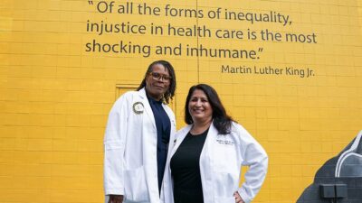 Regina Stokes Offodile, MD, associate dean of student affairs, left, and Margarita Loeza, MD, assistant dean of student affairs and admissions.