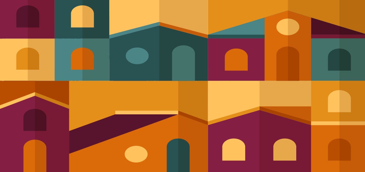 Abstract illustration of various types of houses and apartments