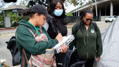 Team from Venice Family Clinic does outreach to people experiencing homelessness.