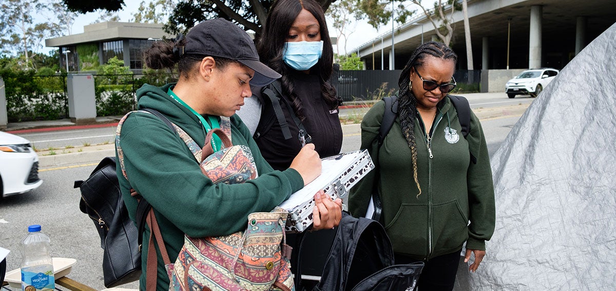 Team from Venice Family Clinic does outreach to people experiencing homelessness.