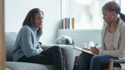 Therapist and client talk