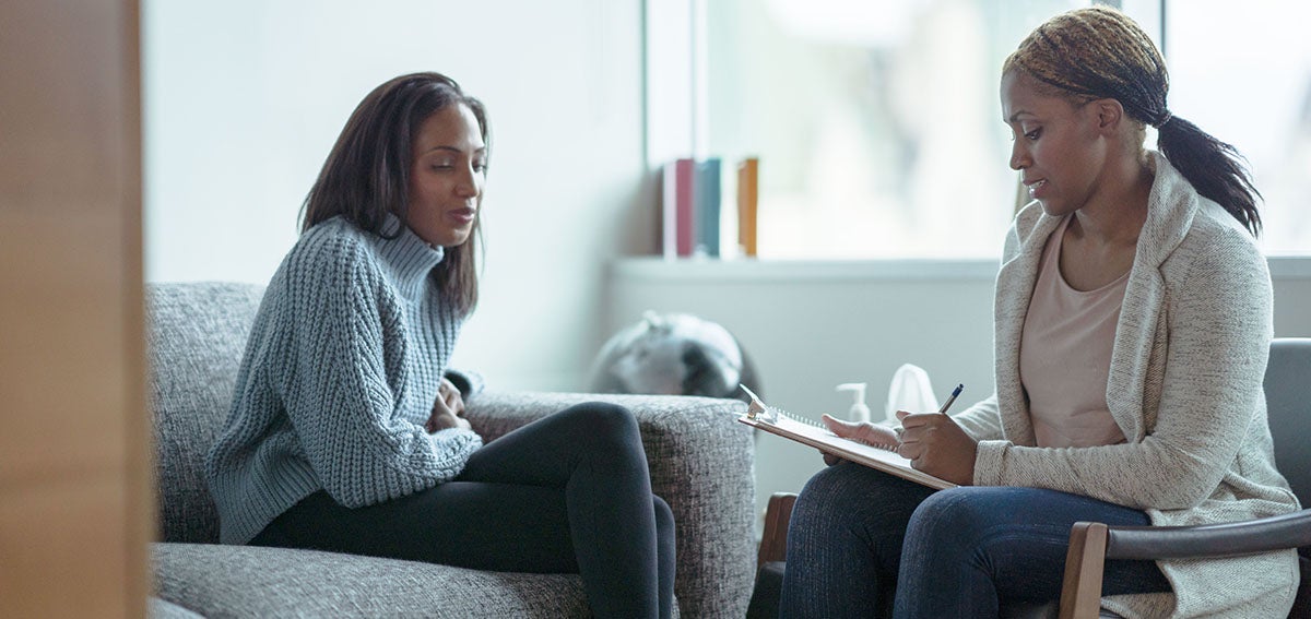 Therapist and client talk