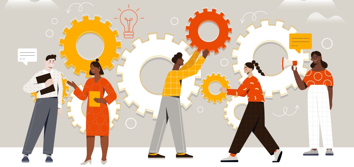 Illustration of a group of people working together