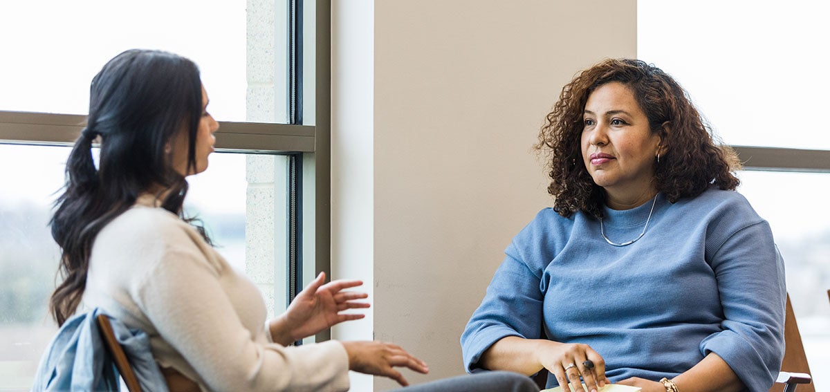 Counselor and client talking