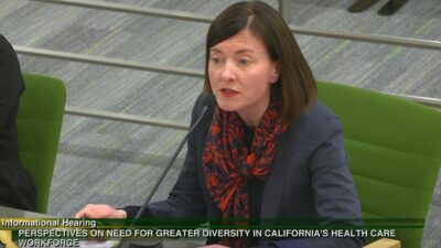 Kathryn Phillips gives testimony to the California Assembly on the need for greater diversity in California's health workforce