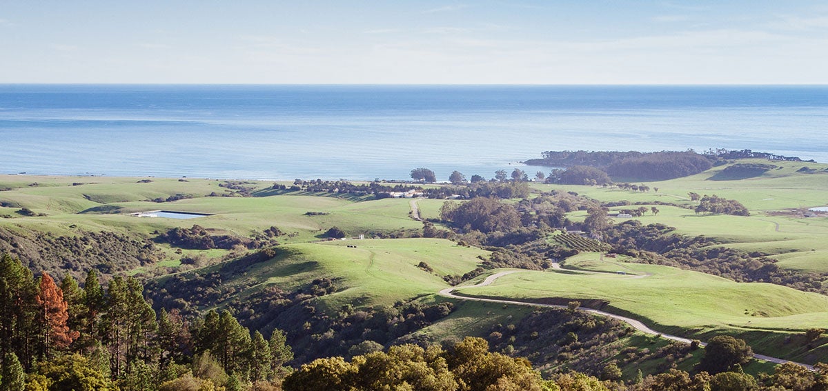 View of California Central Coast from the hills of San Simion
