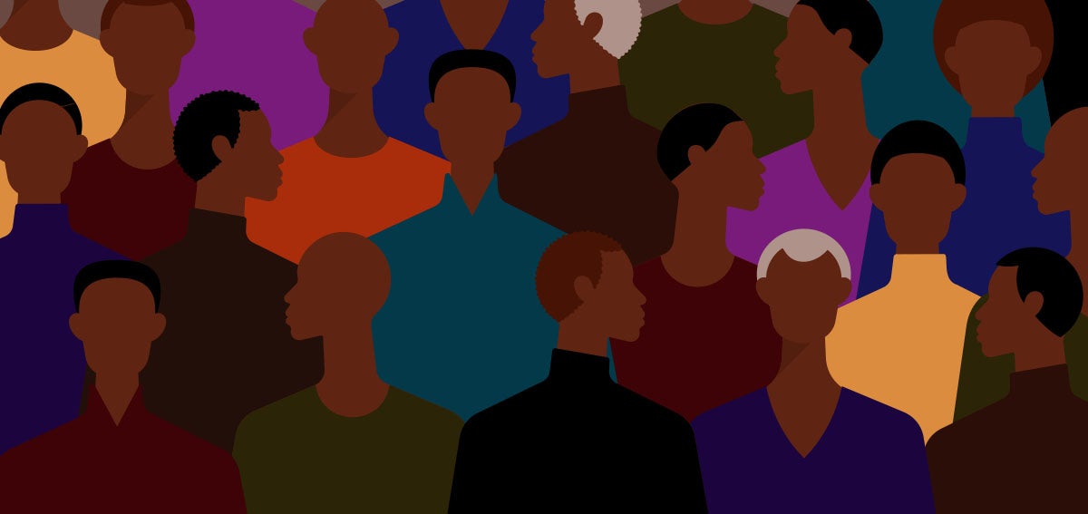 Mosaic illustration of Black men who are different ages