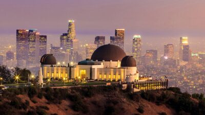 View of Los Angeles, California from the hills above the Griffity Observatory