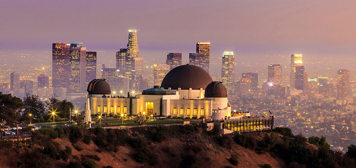 View of Los Angeles, California from the hills above the Griffity Observatory
