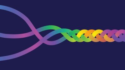 Illustration of a rainbow colored braid