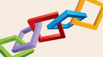 Colorful squares linked together like a chain