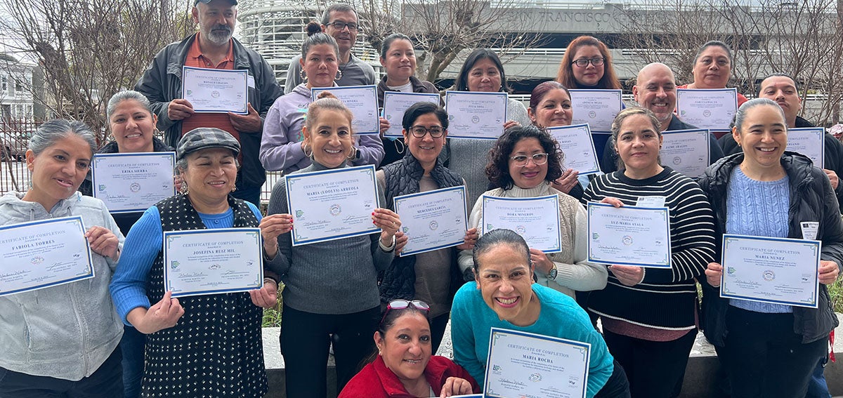 Recent graduates of the PEDAL program with their certificates. Photo: Courtesy of UCSF