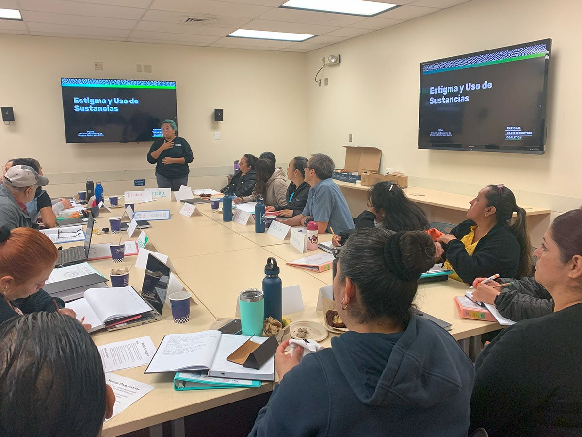 Promotores tackle substance use among San Francisco Latinos/x. A recent training session in San Francisco for the PEDAL program.