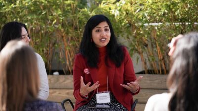 Woman speaking at meeting