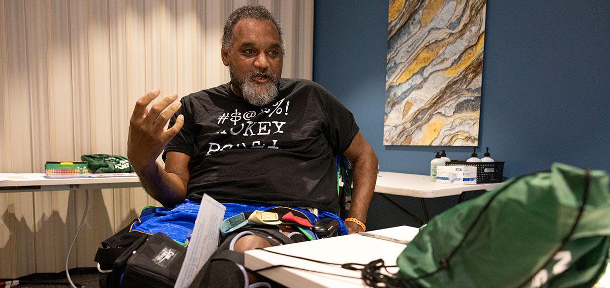 CCBHC Patient speaks during a wellness group session as part of an effort to reimagine behavioral health care.