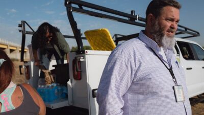 Dr. Matthew Beare and his staff from Clinica Sierra Vista in Bakersfield distribute medical needs and perform checkups on unhoused people along the Kern River.